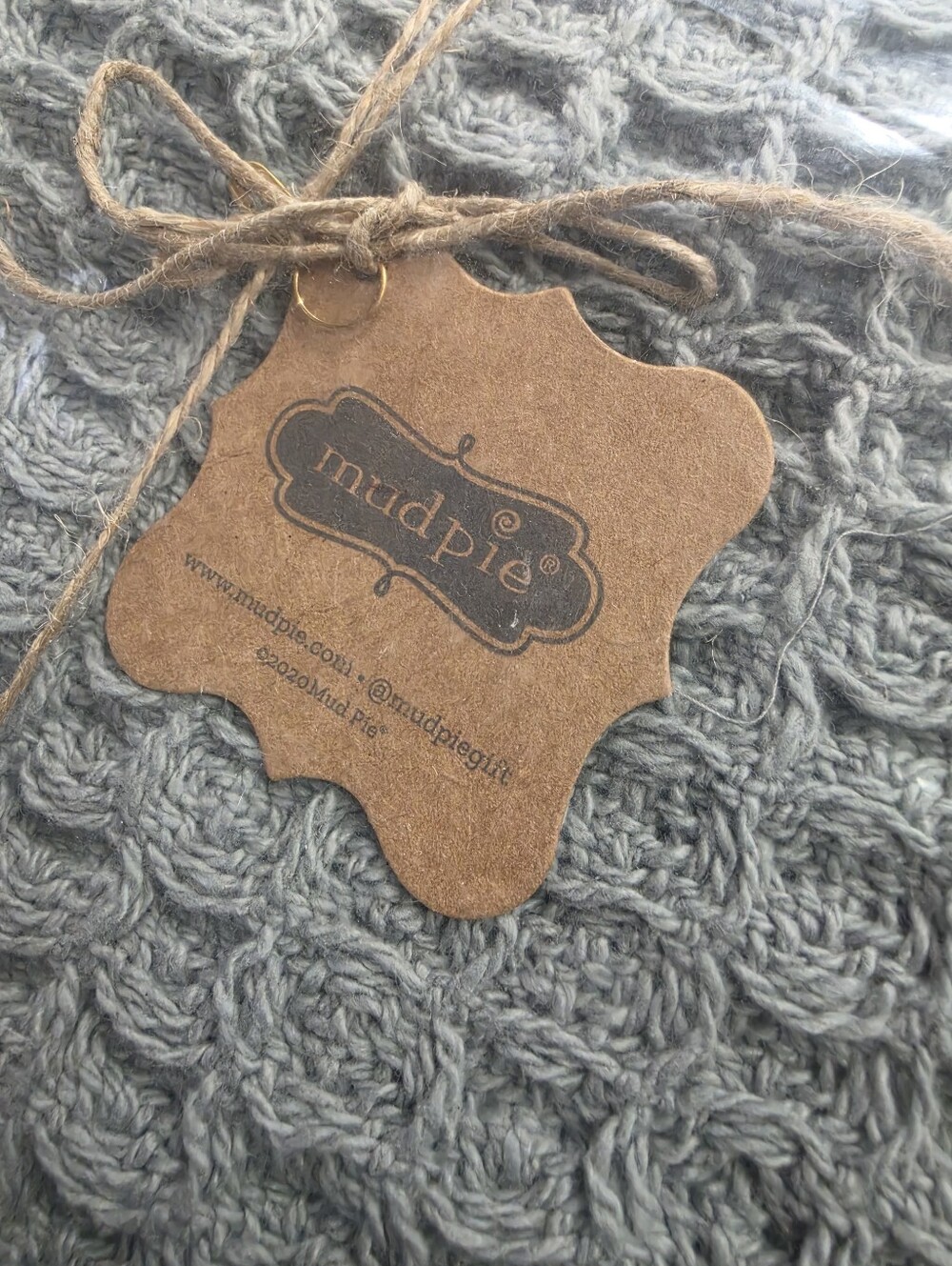 Mud Pie Gray Cable Knit Throw Blanket